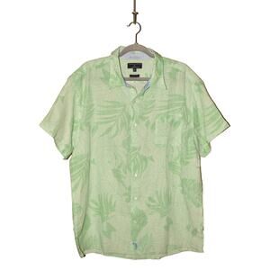MARGARITAVILLE NEW‎ $110 Lemon Key Palm Print Linen Button Down Shirt Men's XL